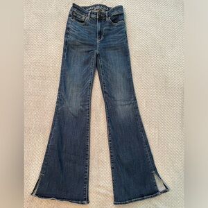 American Eagle Outfitters Blue Flare Jeans 0 Festival Flare